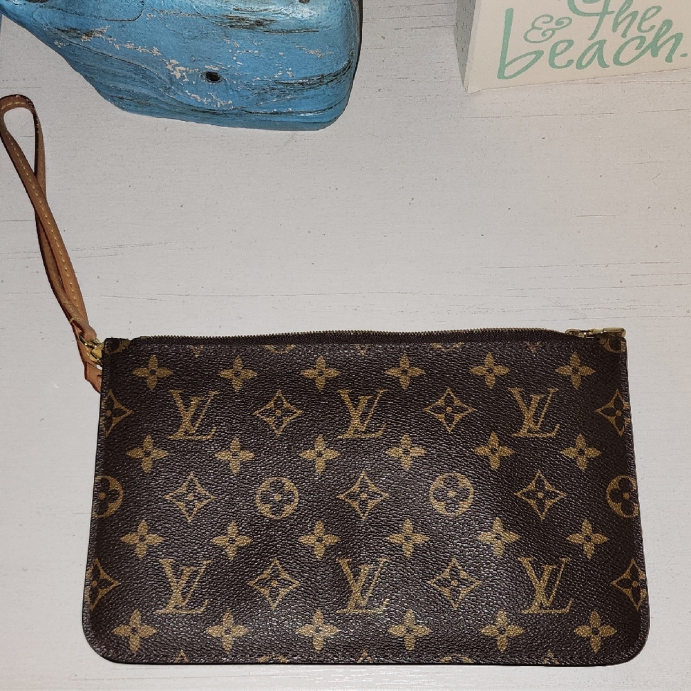 Brown and Tan Monogram Pouch